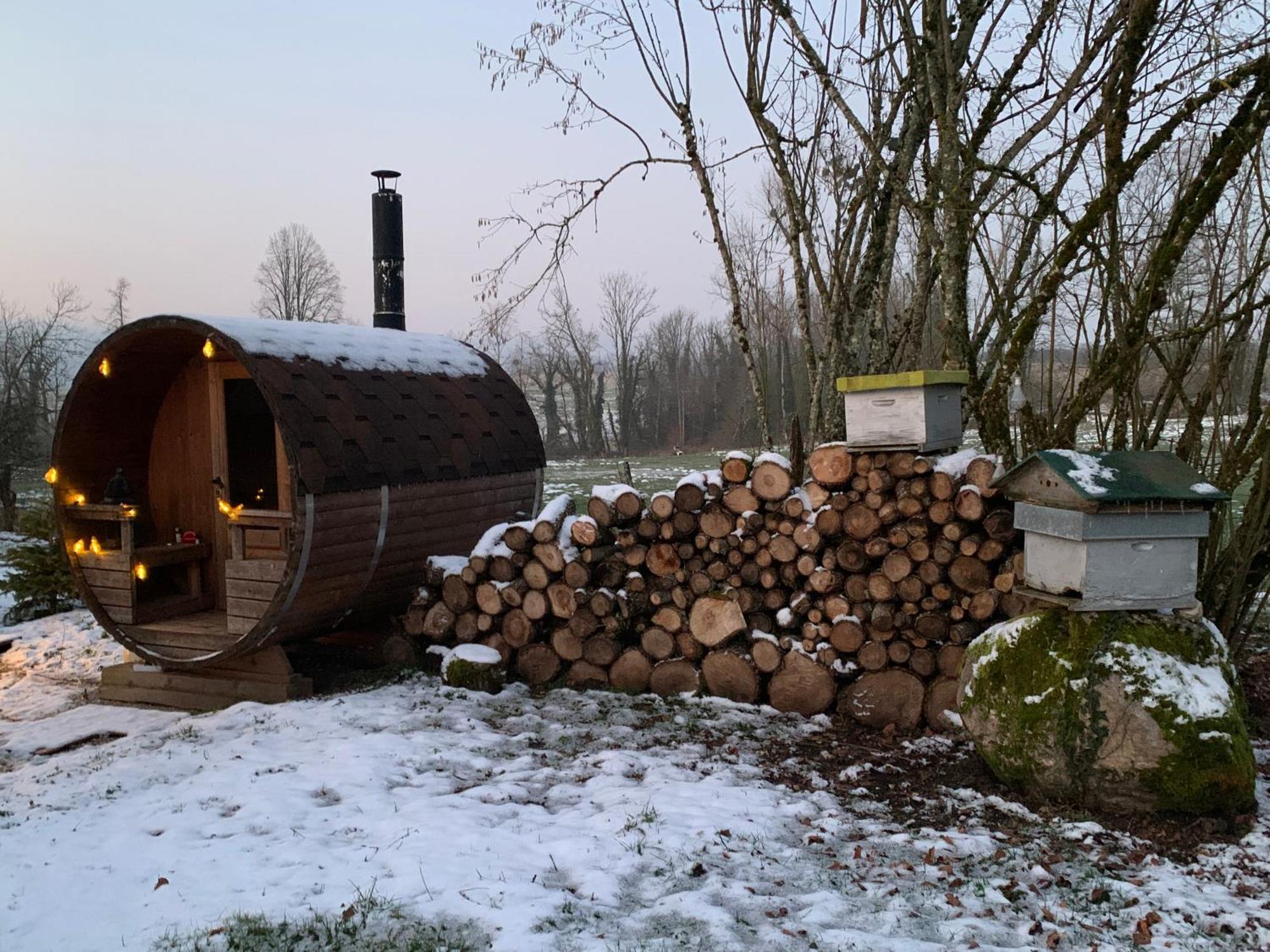 Cabane En Bois Avec Bain Nordique Et Sauna Marigny  Extérieur photo